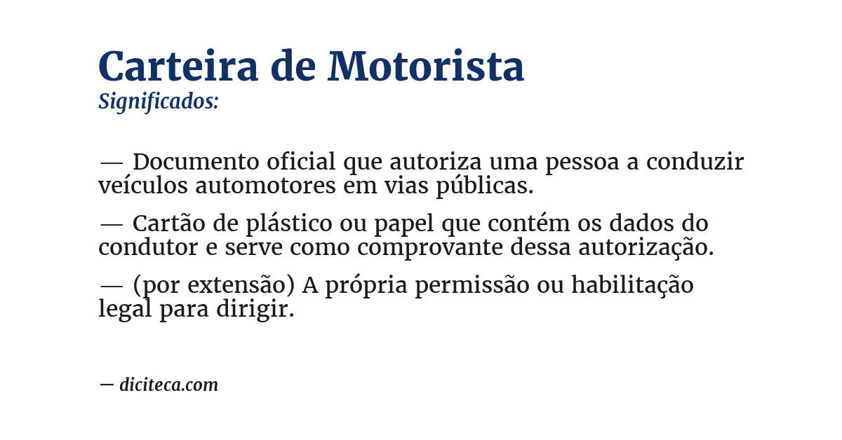 Significado de carteira de motorista