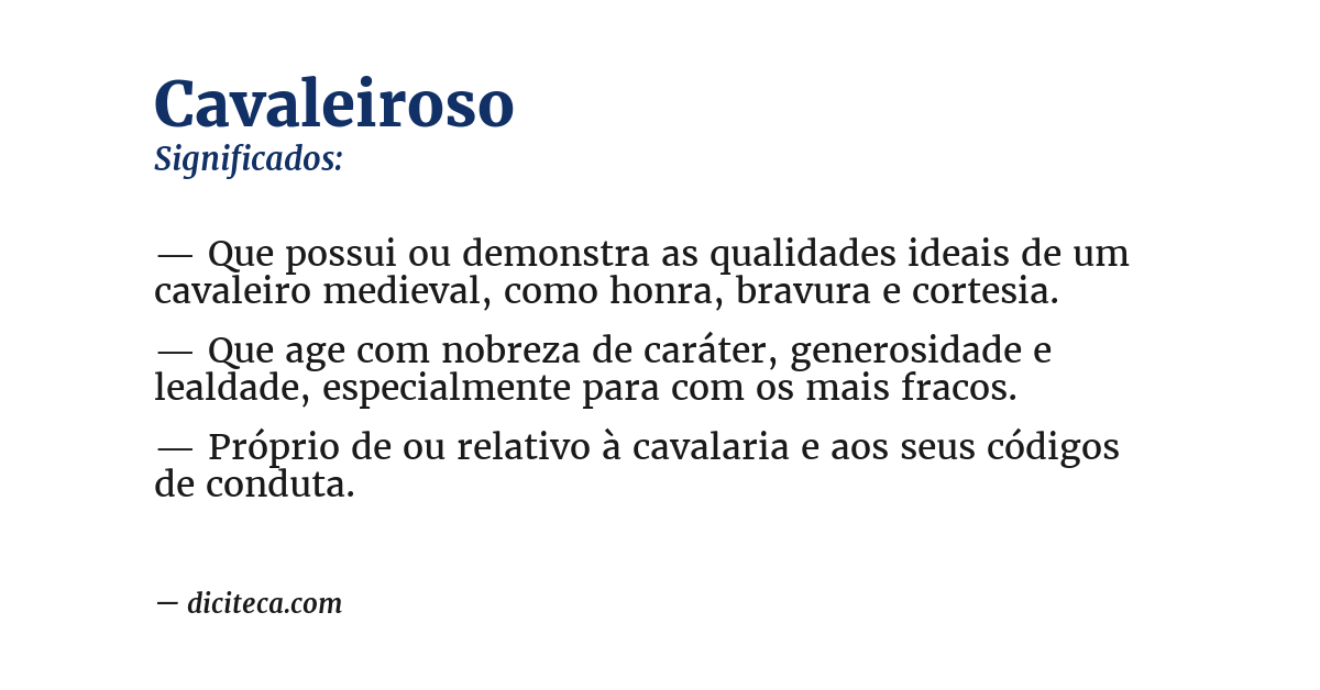 Significado de cavaleiroso