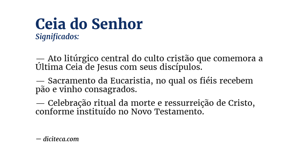 Significado de ceia do senhor
