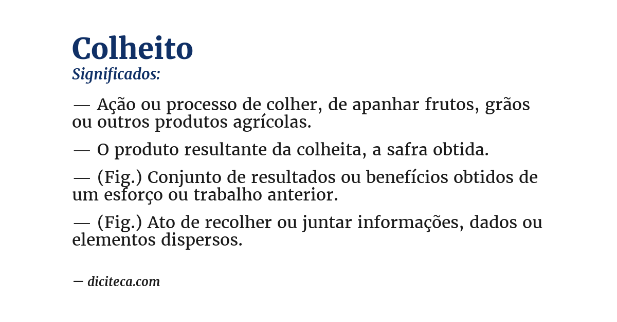 Significado de colheito
