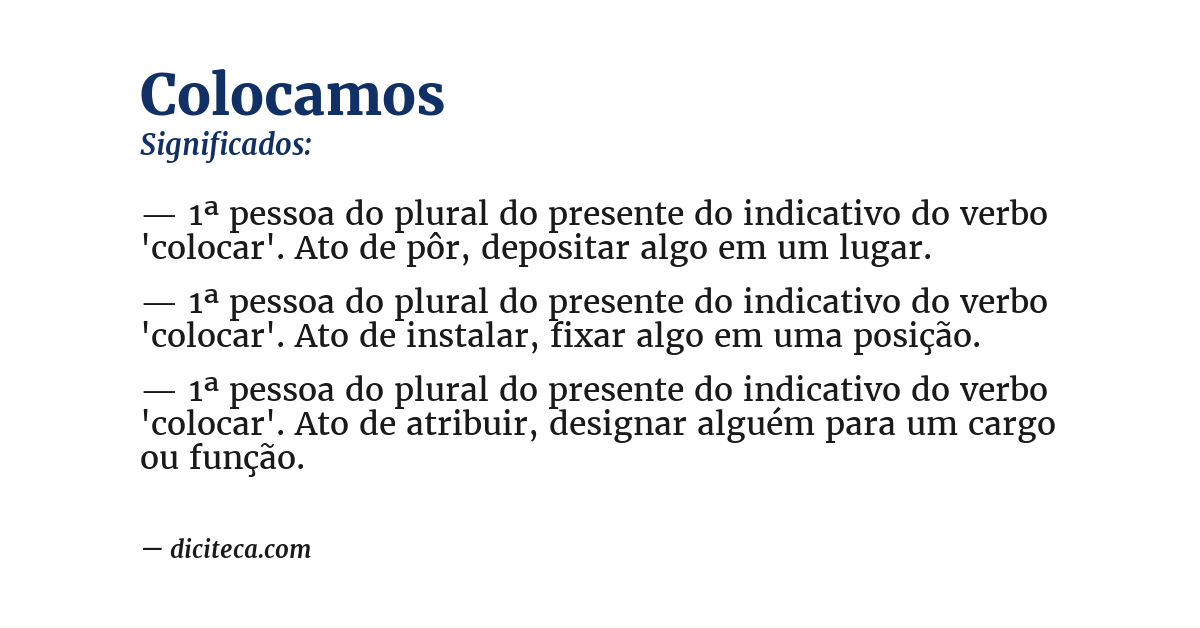 Significado de colocamos