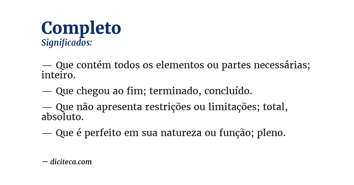Significado de completo