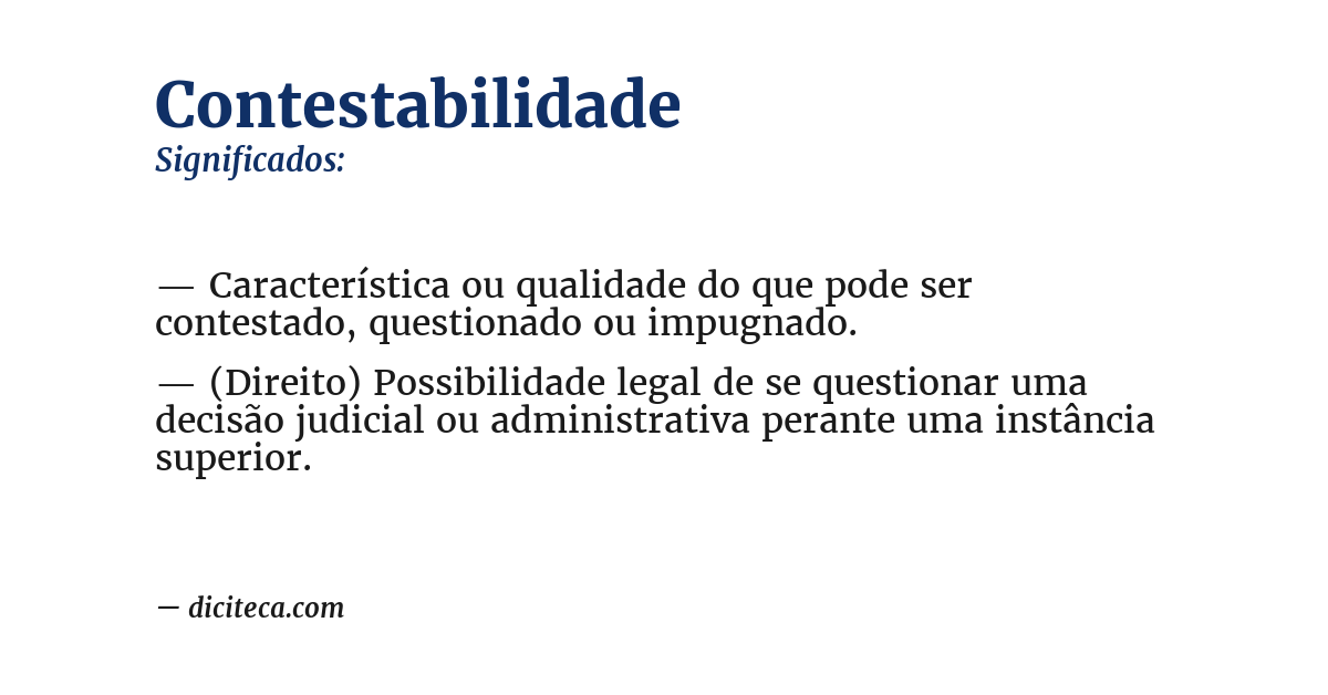 Significado de contestabilidade