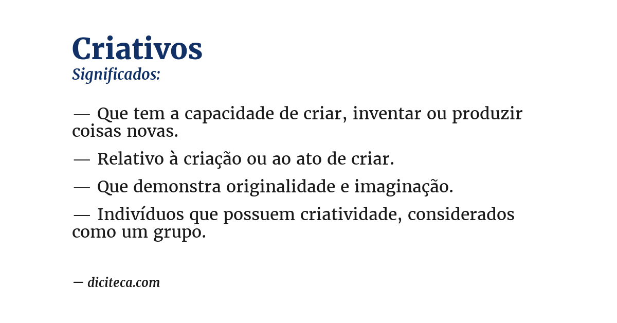 Significado de criativos