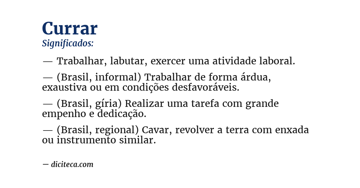 Significado de currar