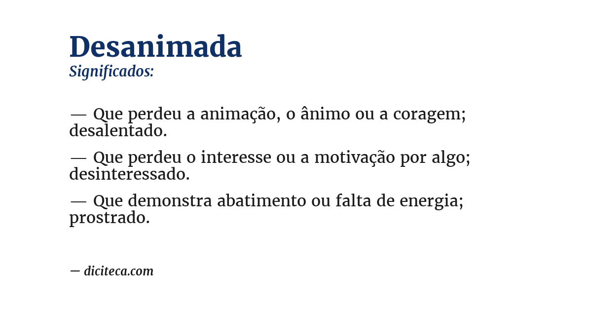 Significado de desanimada