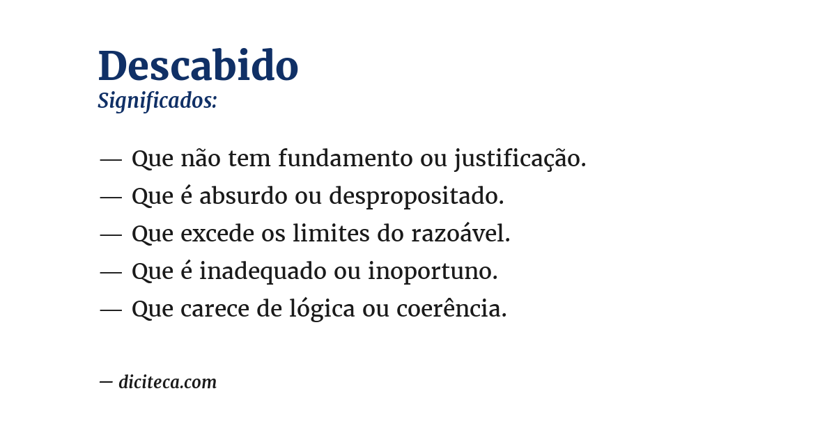 Significado de descabido