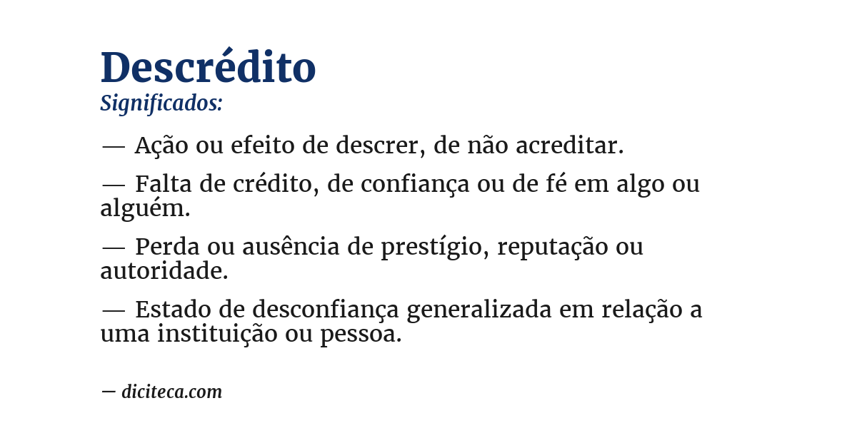 Significado de descrédito