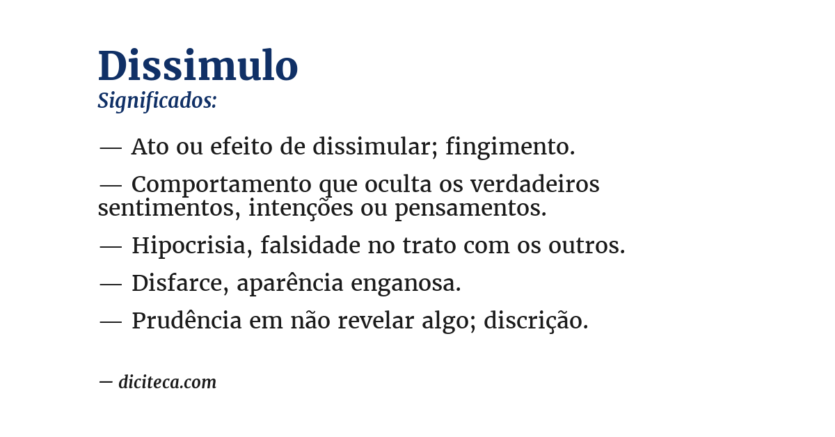 Significado de dissimulo