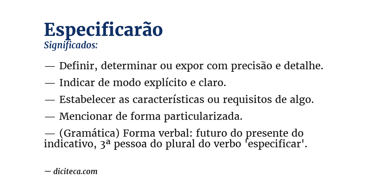 Significado de especificarão