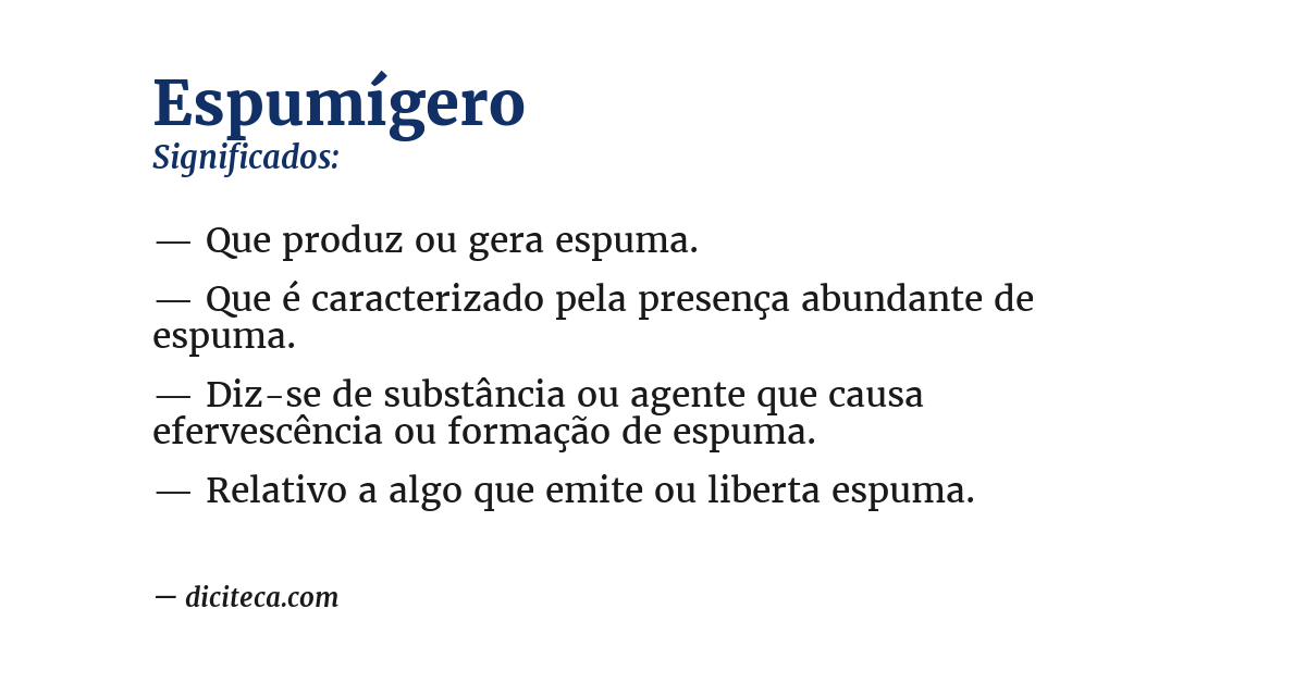 Significado de espumígero