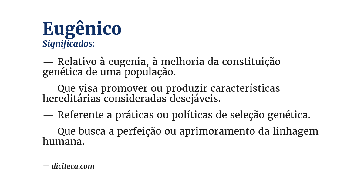 Significado de eugênico