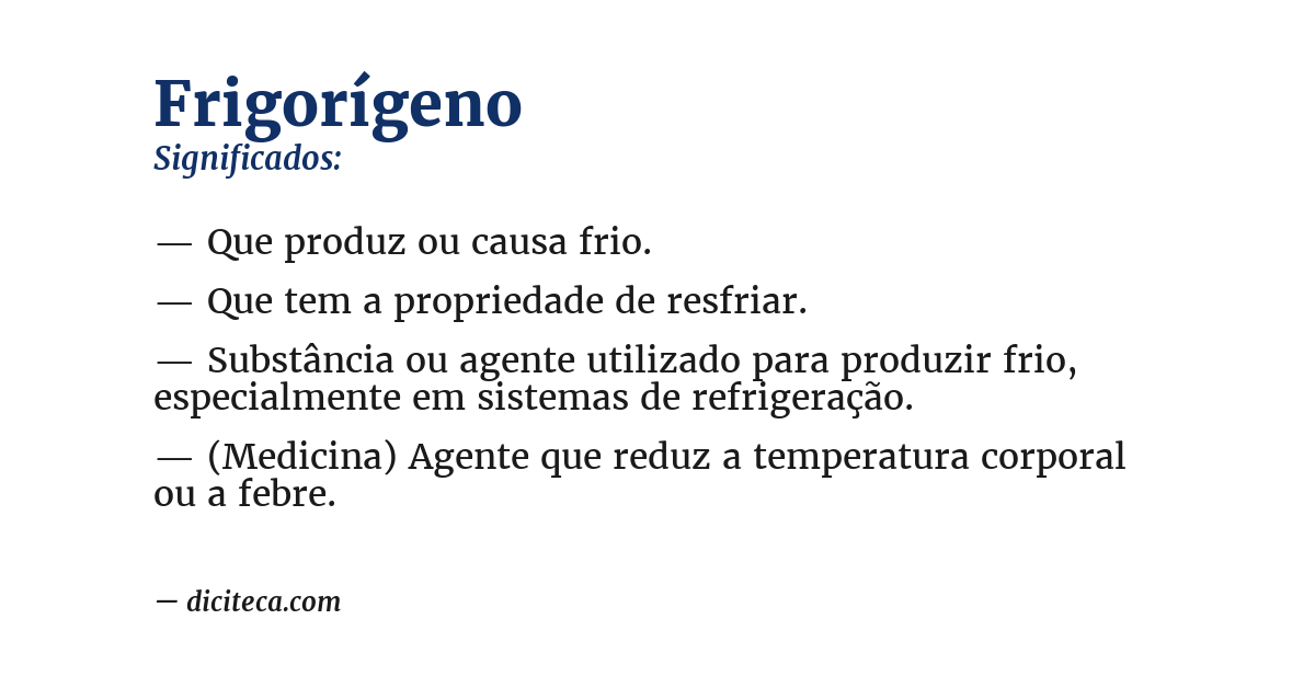 Significado de frigorígeno