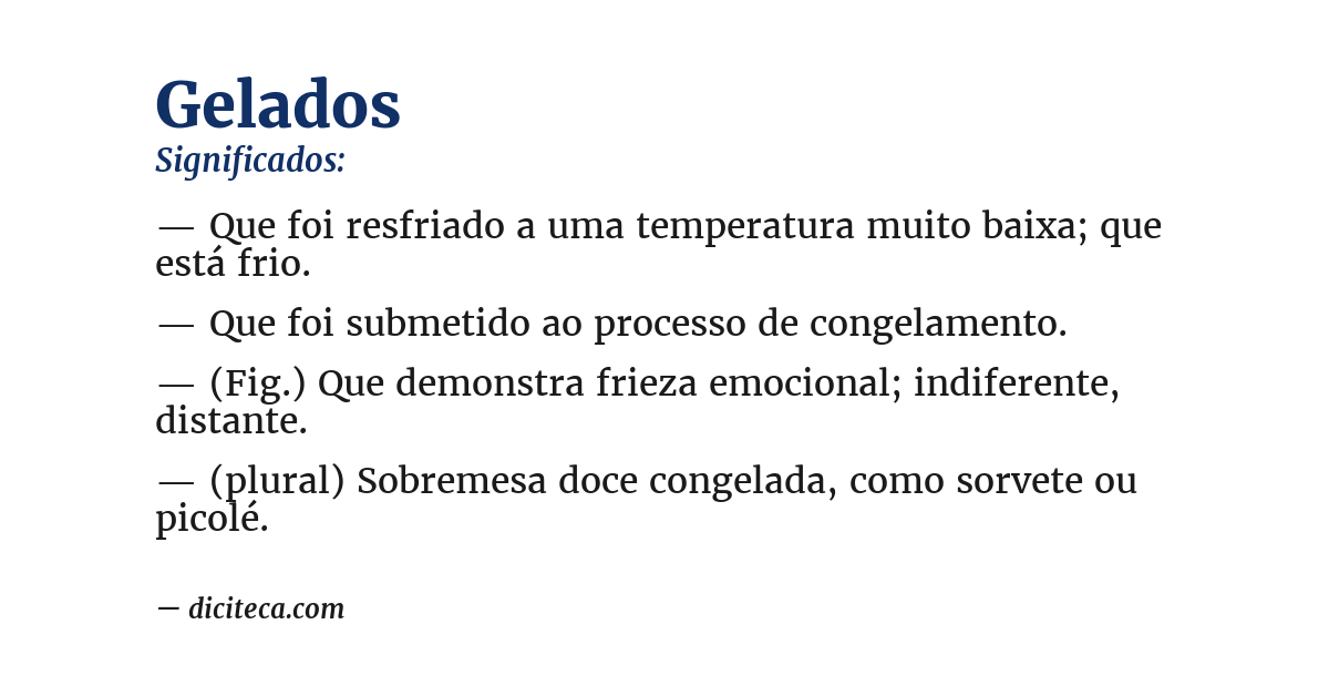 Significado de gelados