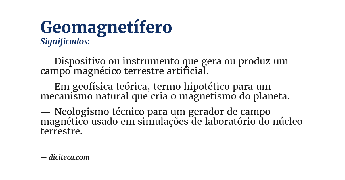 Significado de geomagnetífero