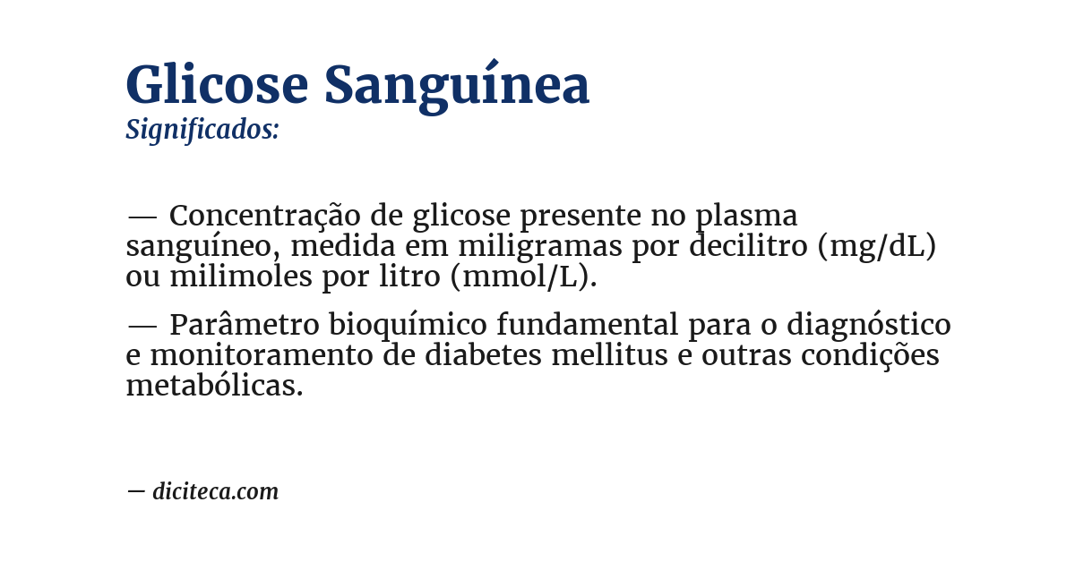 Significado de glicose sanguínea