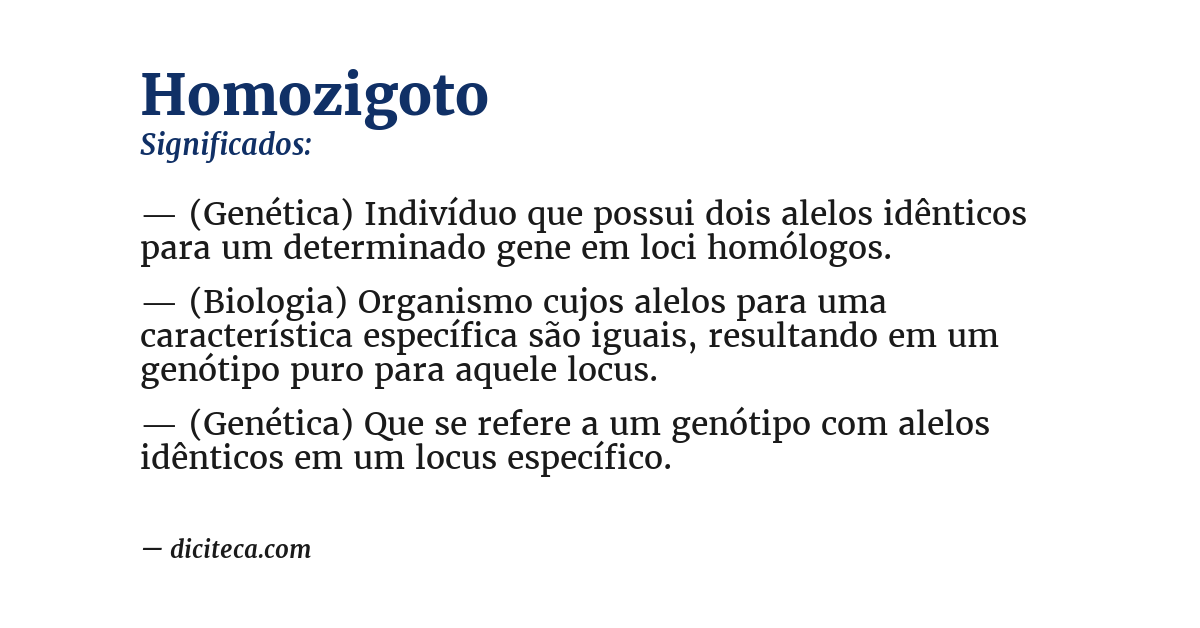 Significado de homozigoto