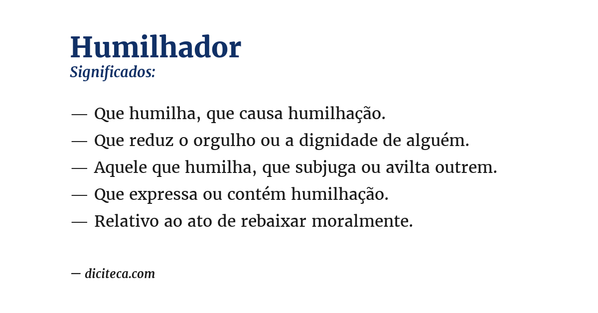 Significado de humilhador