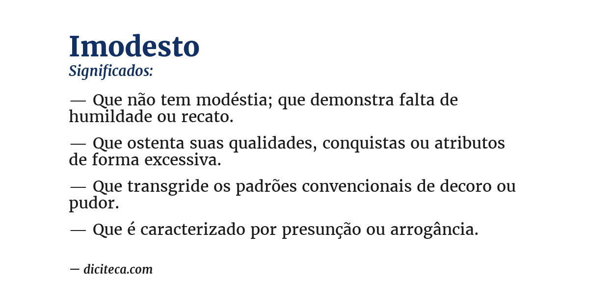 Significado de imodesto