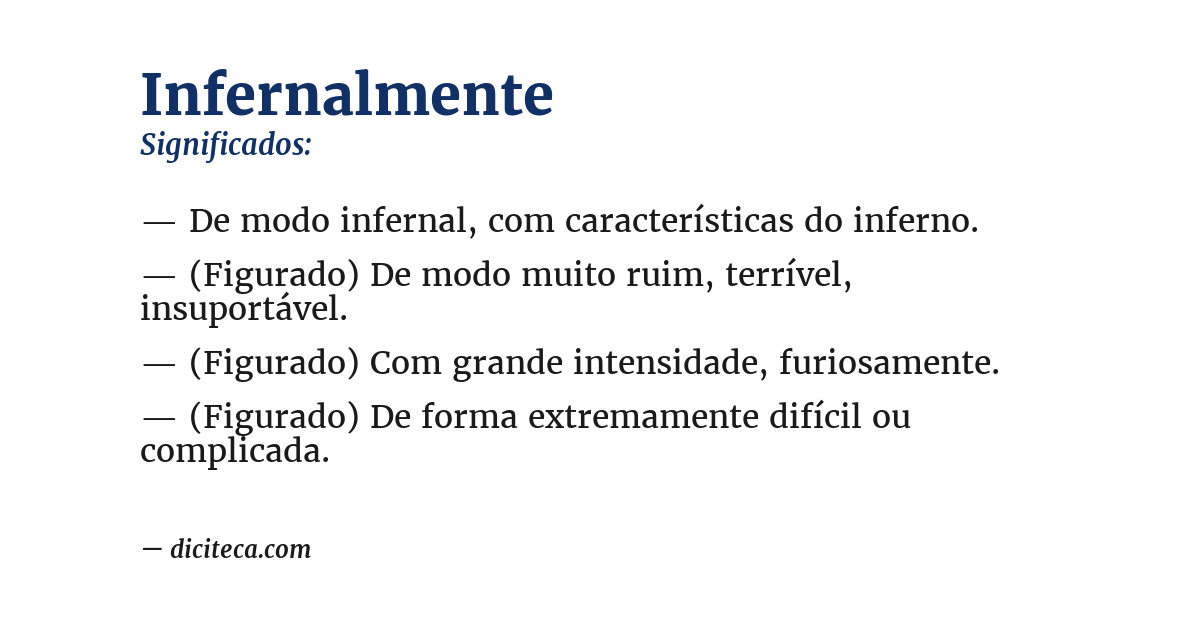 Significado de infernalmente