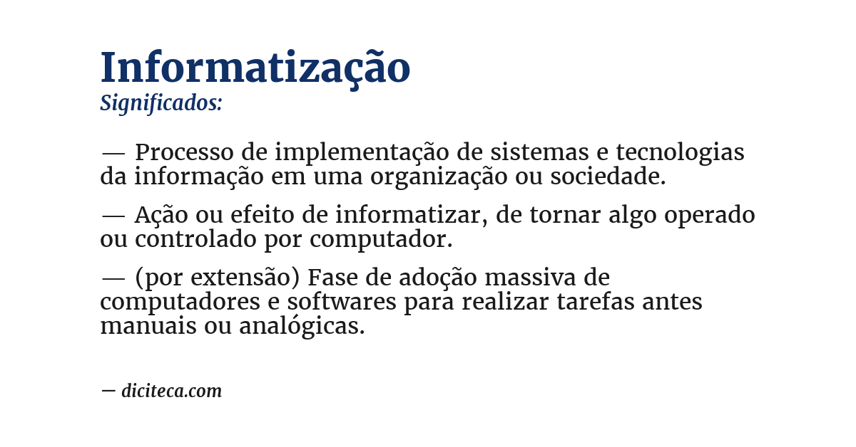 Significado de informatização