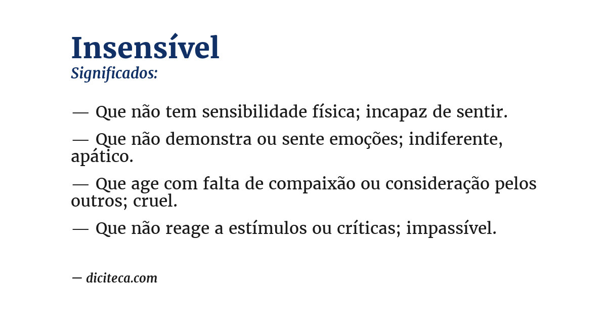 Significado de insensível