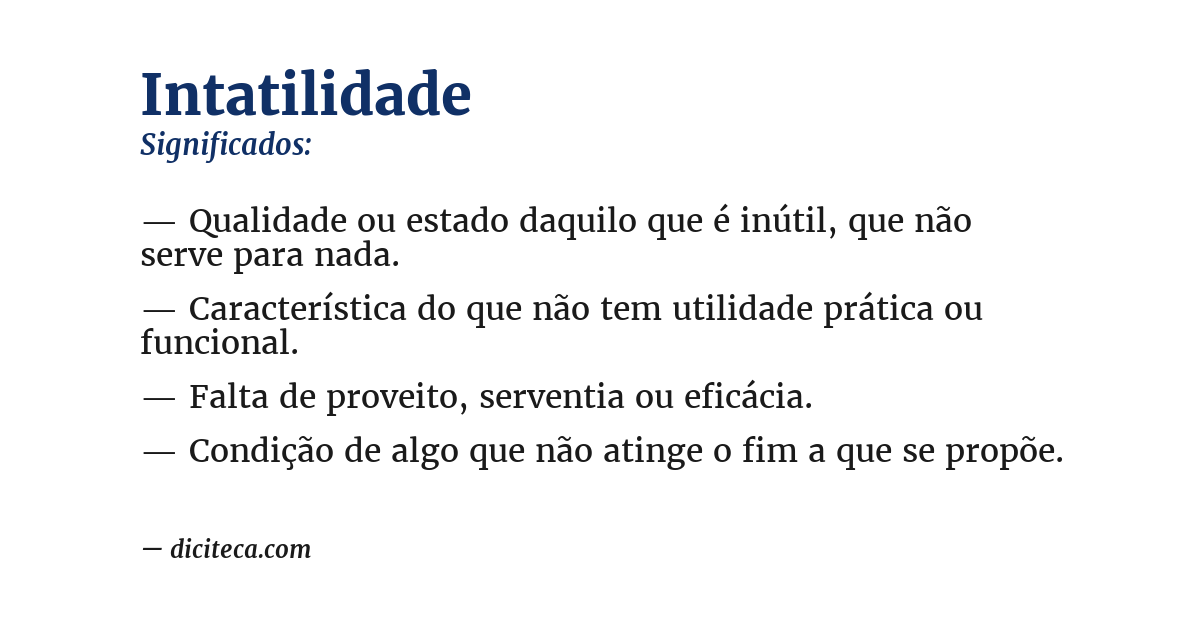 Significado de intatilidade
