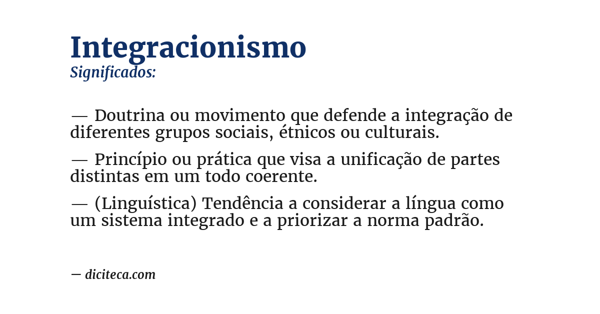 Significado de integracionismo