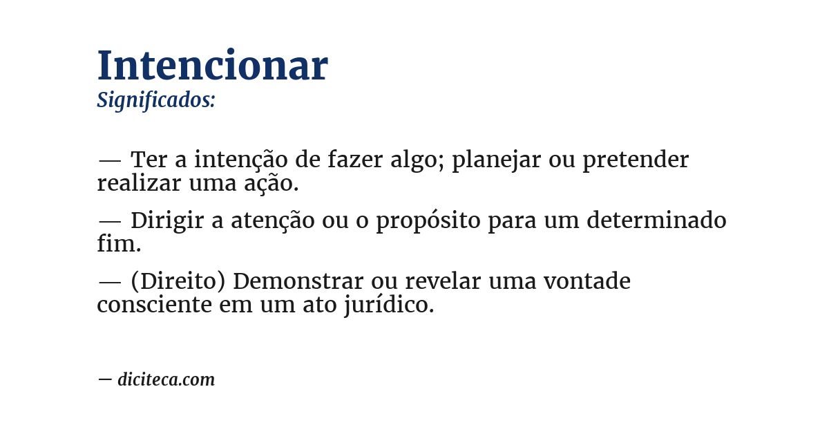 Significado de intencionar