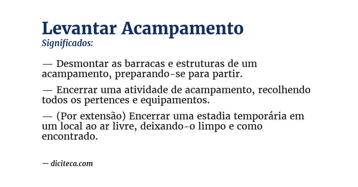 Significado de levantar acampamento