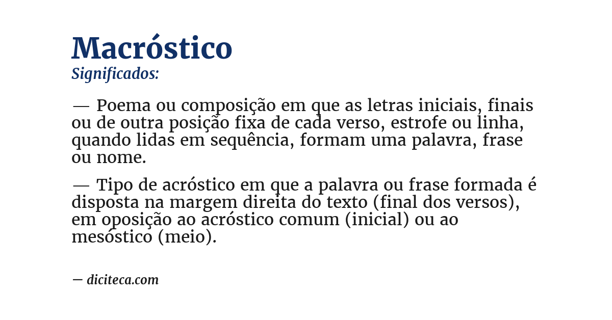 Significado de macróstico