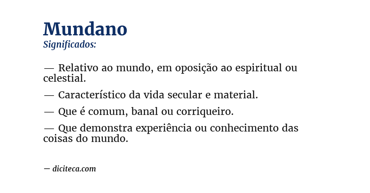 Significado de mundano