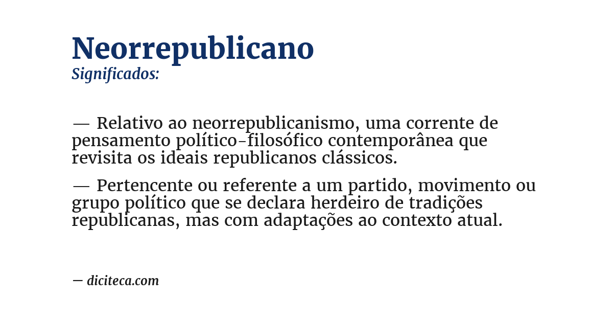 Significado de neorrepublicano