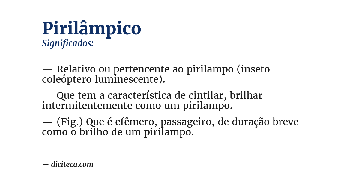 Significado de pirilâmpico