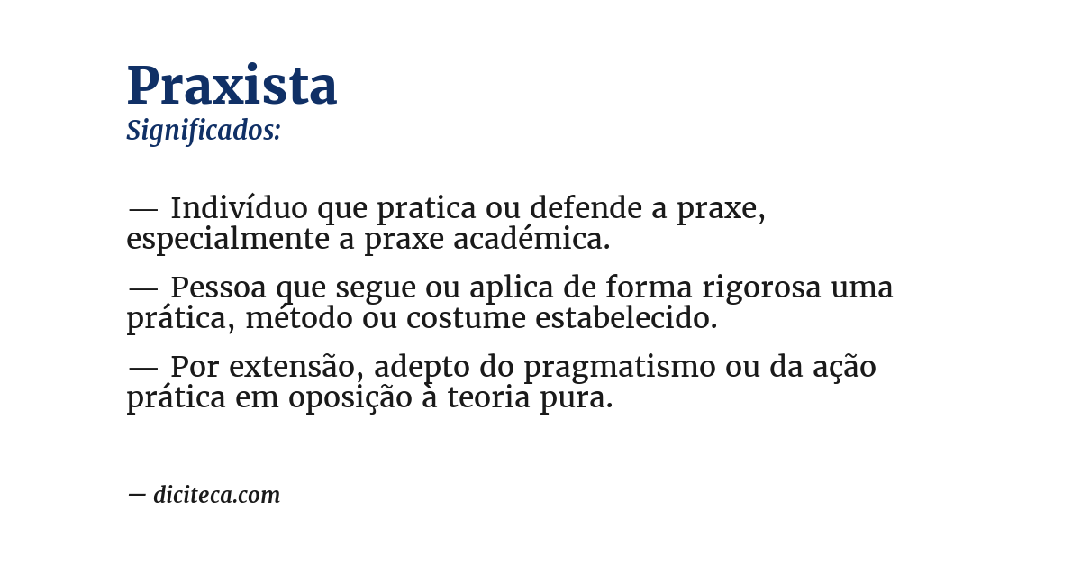Significado de praxista