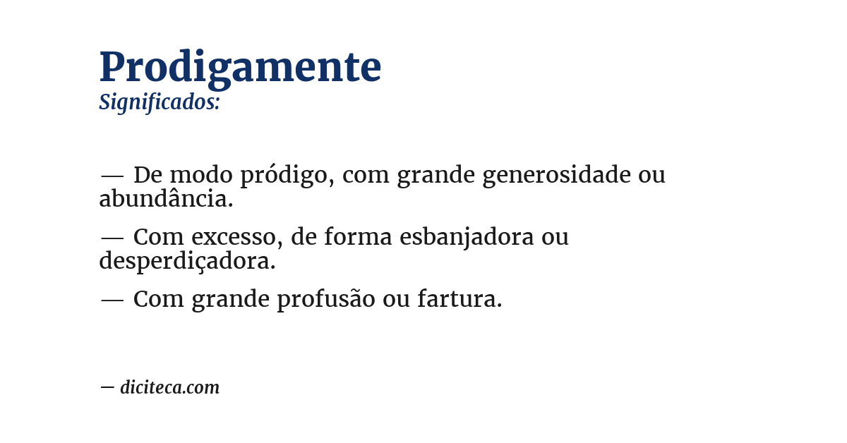 Significado de prodigamente