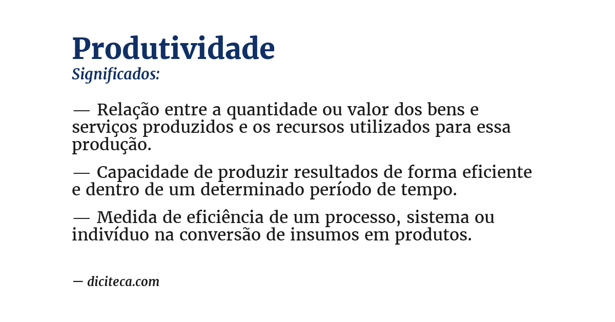 Significado de produtividade