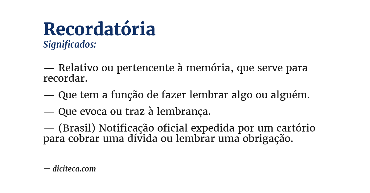 Significado de recordatória