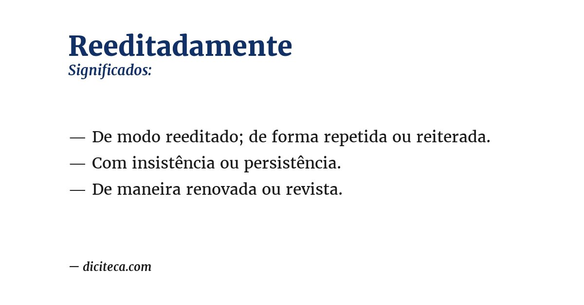Significado de reeditadamente