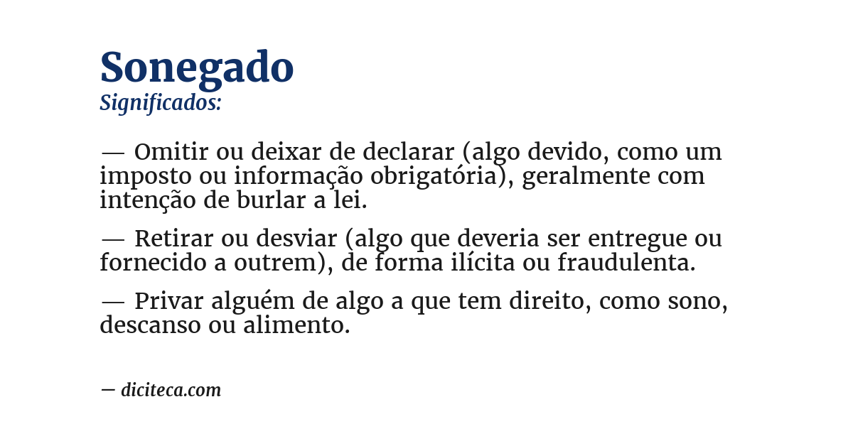 Significado de sonegado