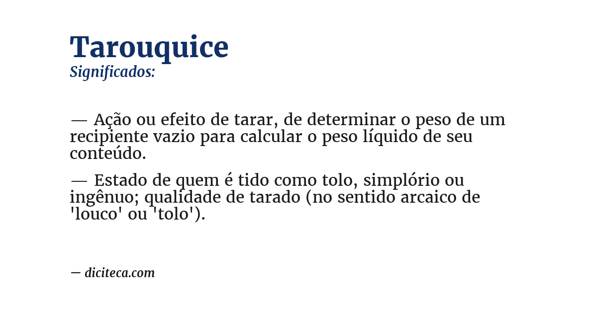 Significado de tarouquice