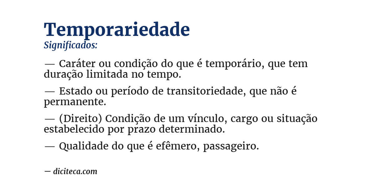 Significado de temporariedade