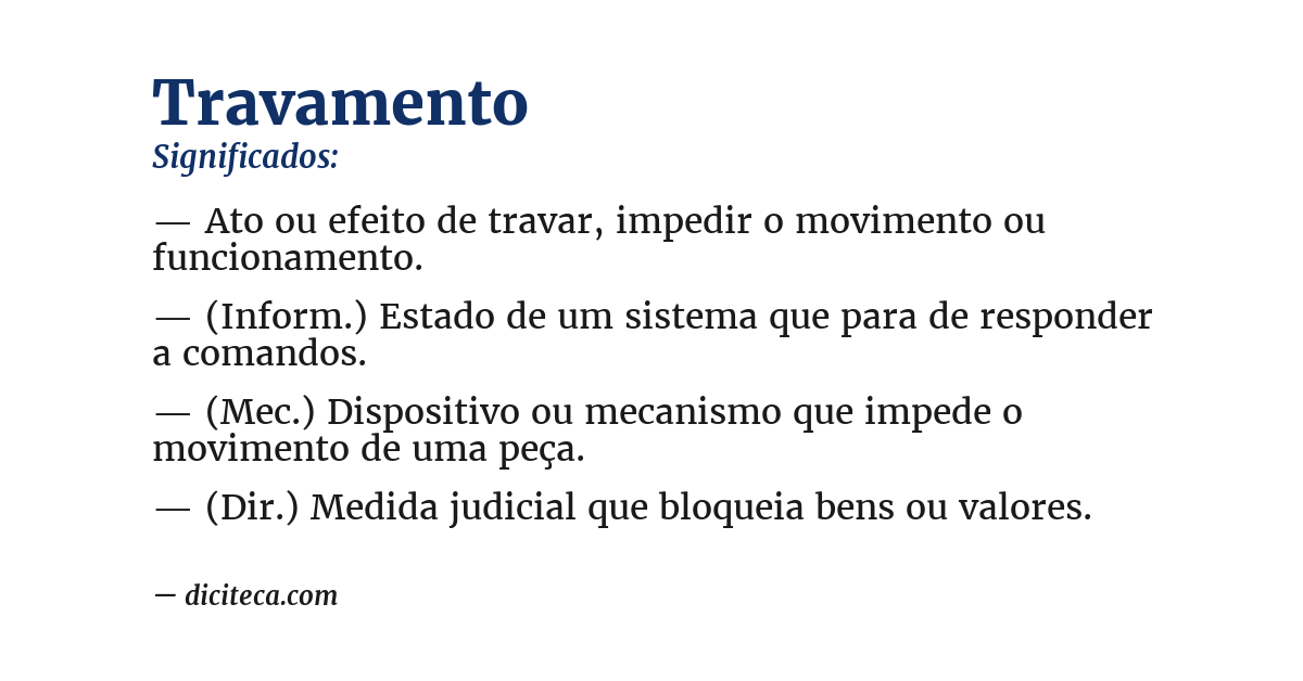 Significado de travamento