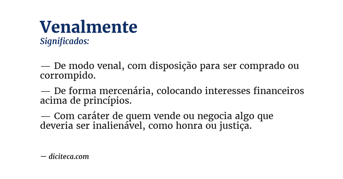 Significado de venalmente
