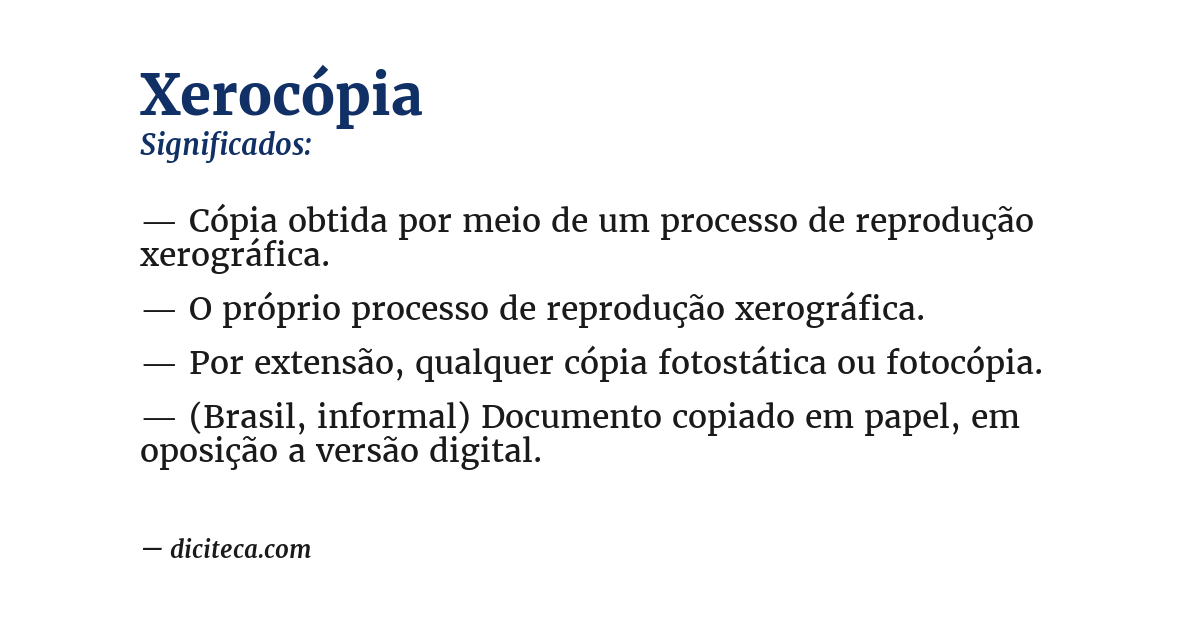 Significado de xerocópia