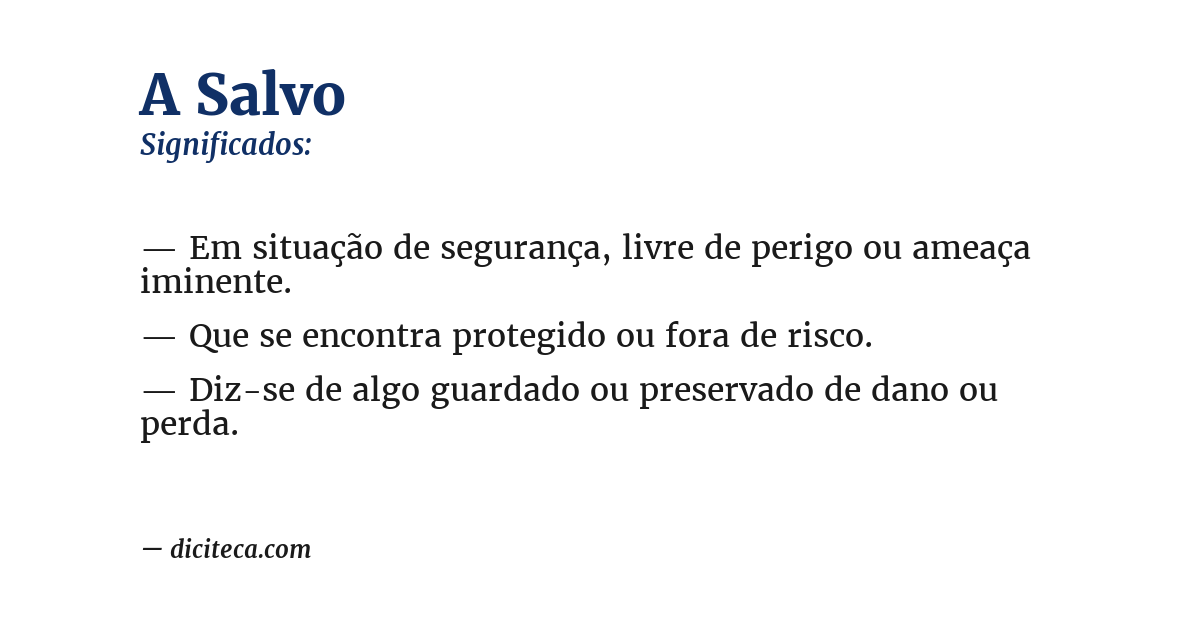 Significado de a salvo