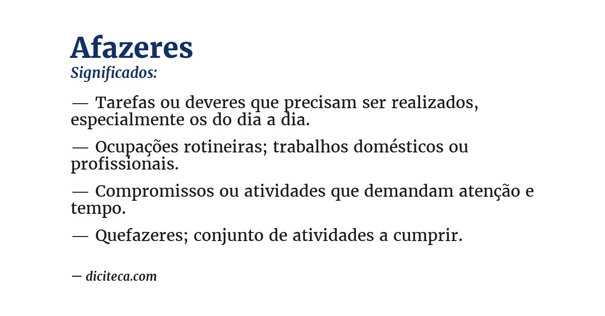 Significado de afazeres
