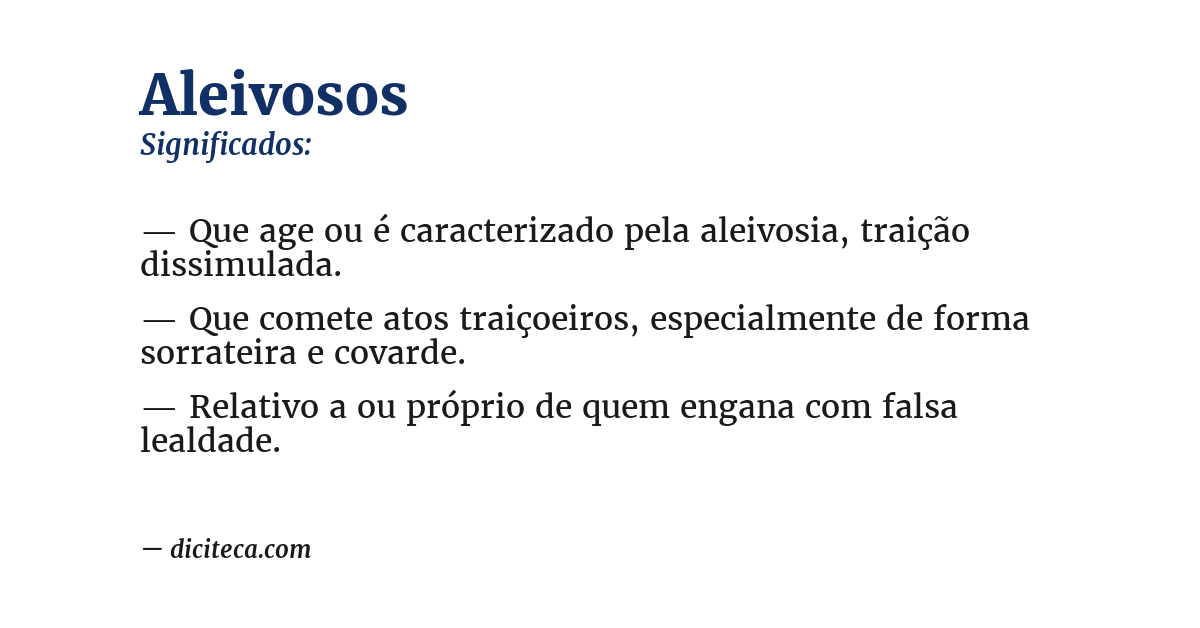 Significado de aleivosos