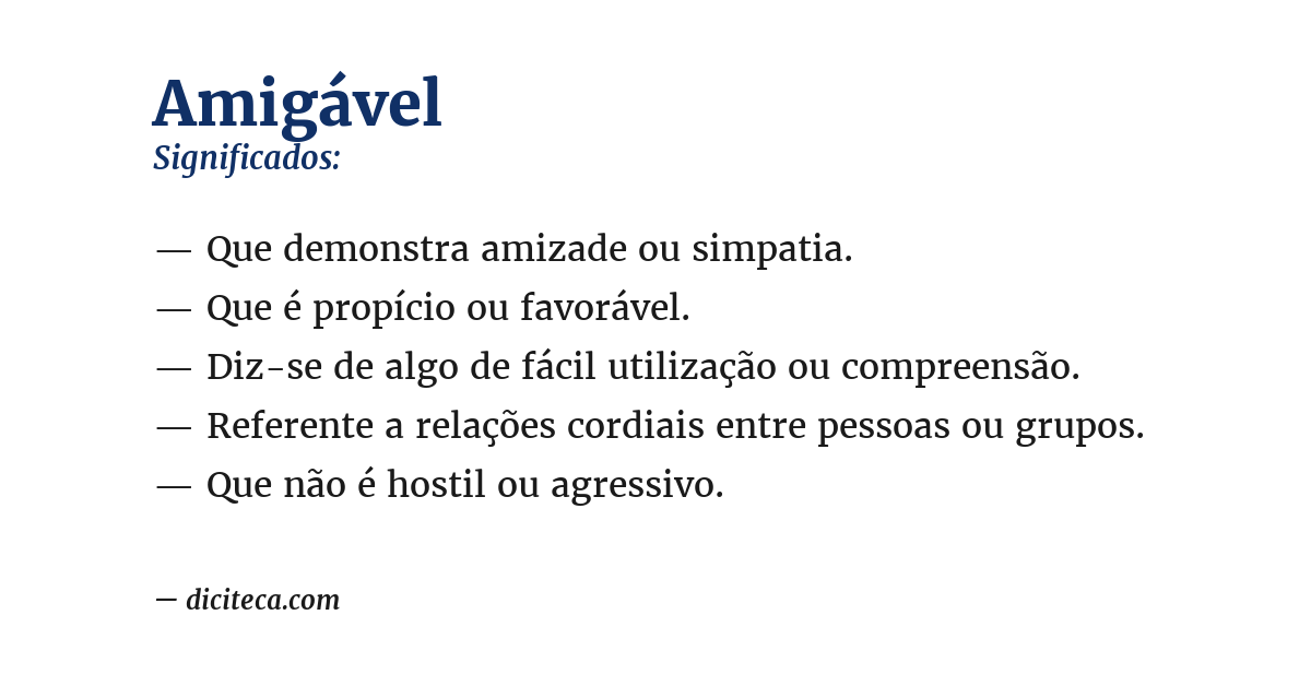 Significado de amigável