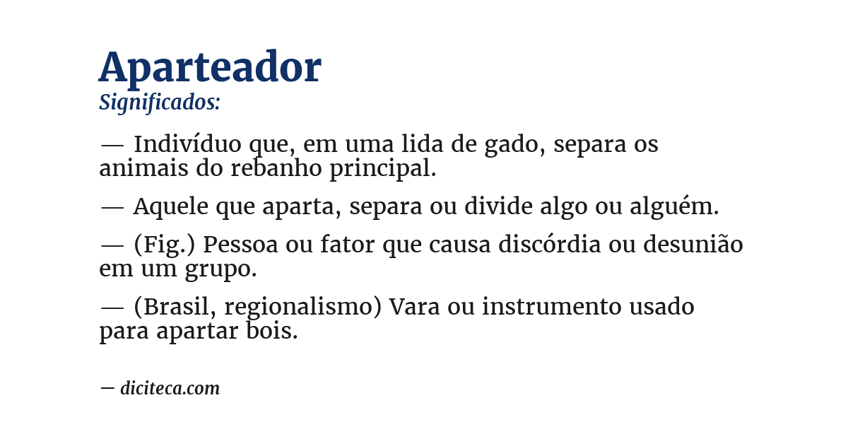 Significado de aparteador